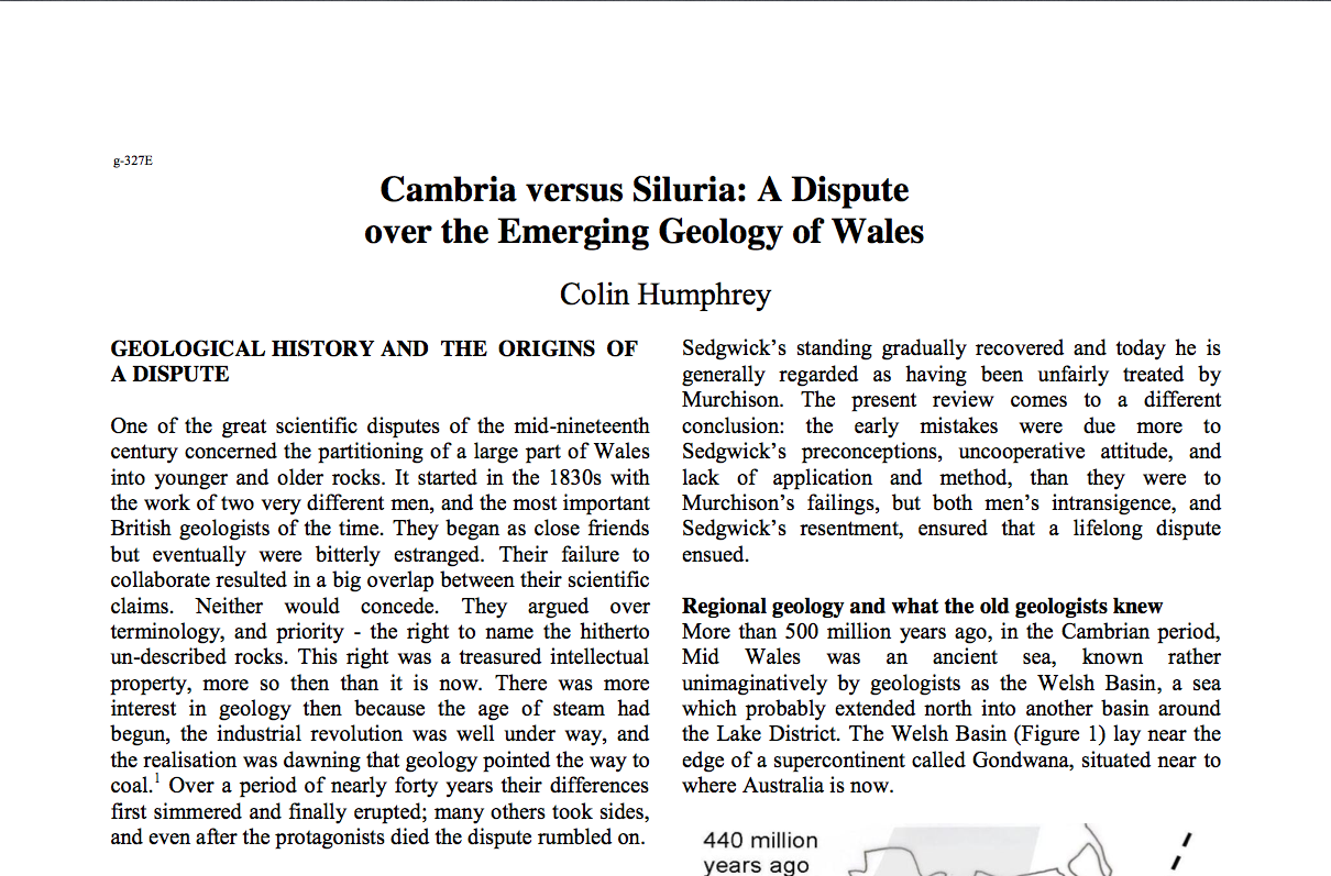 Cambria versus Siluria: a Dispute over the Emerging Geology of Wales