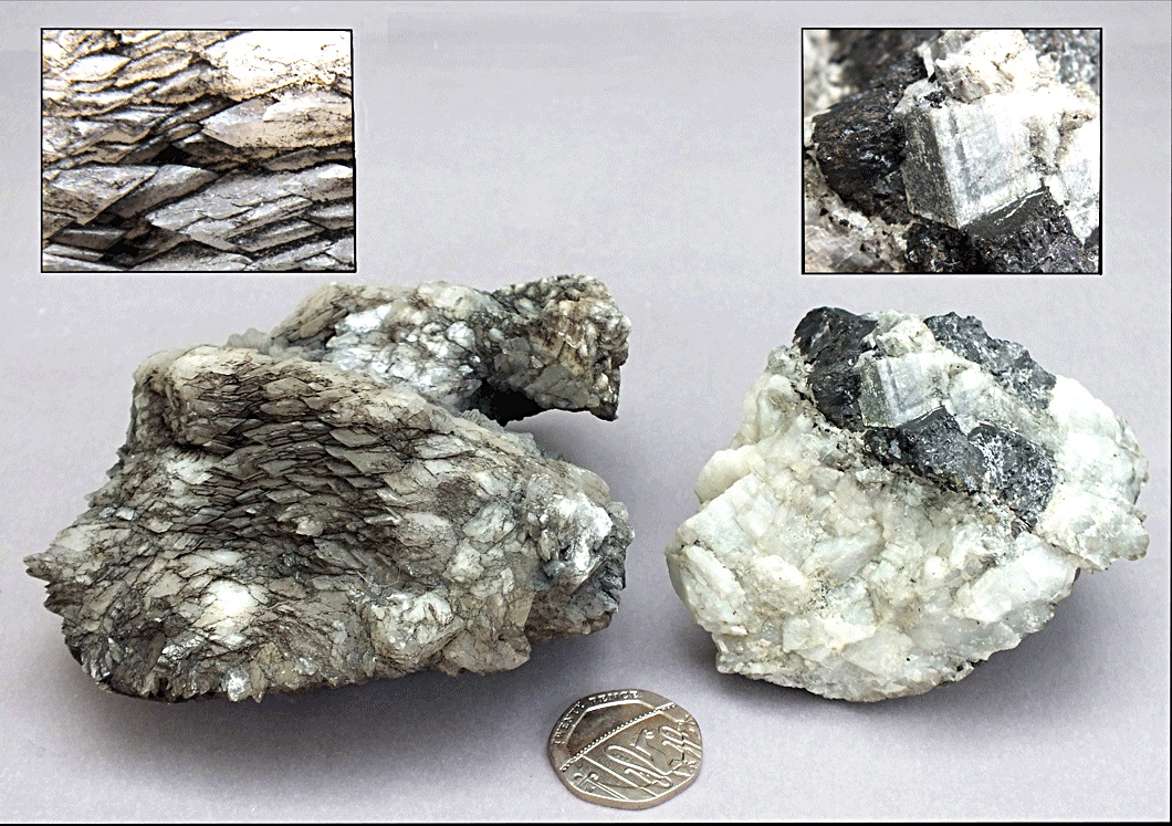 Calcite, two specimens, Nantiago. (CWO)